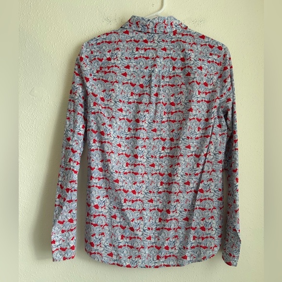 J. Crew Liberty London Fabric Red White Blue Floral Button Down Shirt 4 - Picture 4 of 4